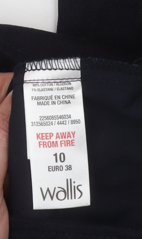 Wallis Women’s Black Cropped Cotton Stretch Trousers Size 10