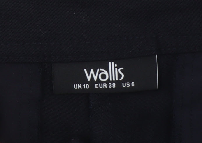 Wallis Women’s Black Cropped Cotton Stretch Trousers Size 10