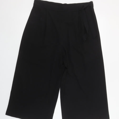 George Womens Black Wide-Leg Cropped Trousers Size 12