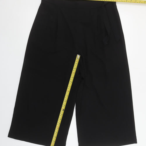 George Womens Black Wide-Leg Cropped Trousers Size 12