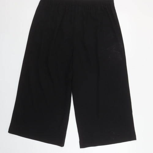 George Womens Black Wide-Leg Cropped Trousers Size 12