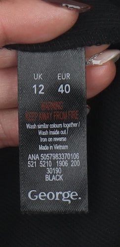 George Womens Black Wide-Leg Cropped Trousers Size 12