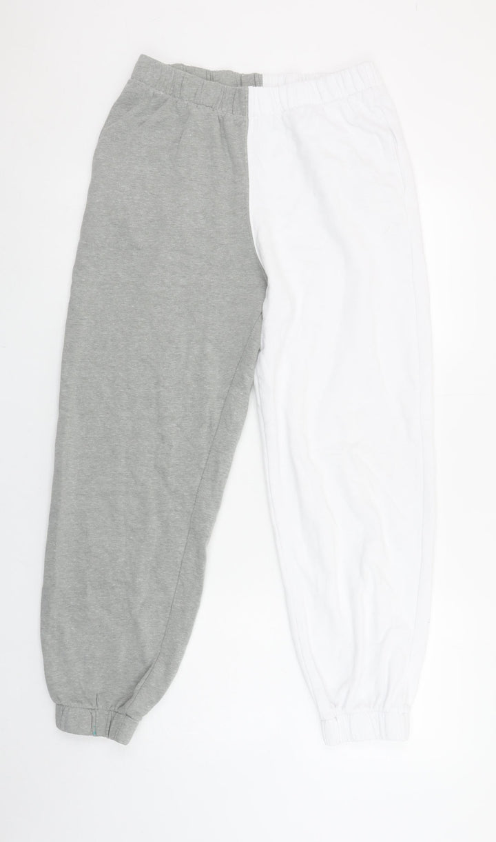 Hollister Women’s Grey & White Ultra High-Rise Joggers M