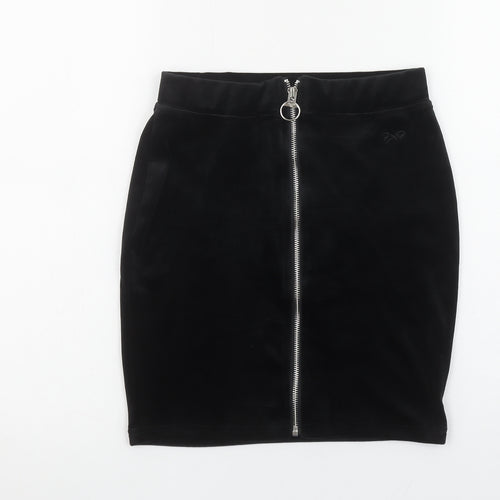 Project X Paris Womens Black XS Velvet Zip Pencil Skirt