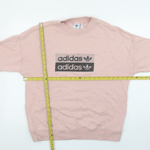 Adidas Womens Pink Crew Neck Pullover Sweatshirt Size 14 Cotton
