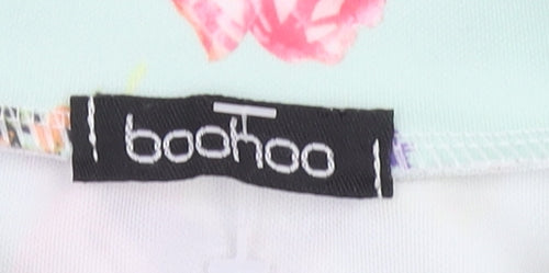 Boohoo Womens Multicoloured Floral Bomber Zip Blouse Size 12