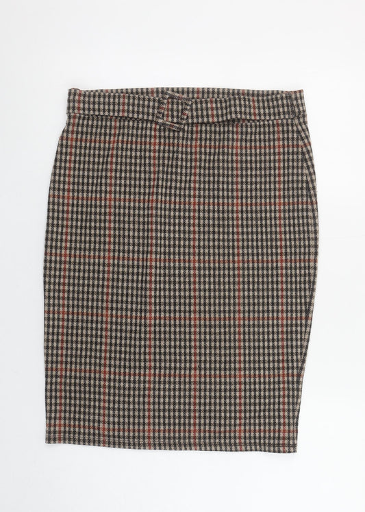 George Women’s Brown Check Pencil Skirt Size 16