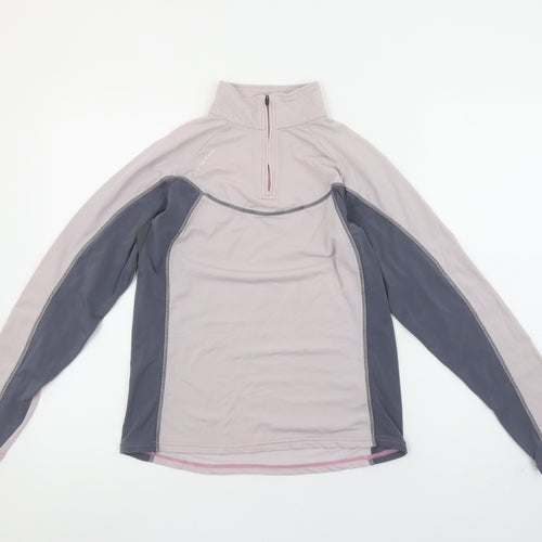 Quechua Women Beige 1/4 Zip Long Sleeve Hiking Top Size 8