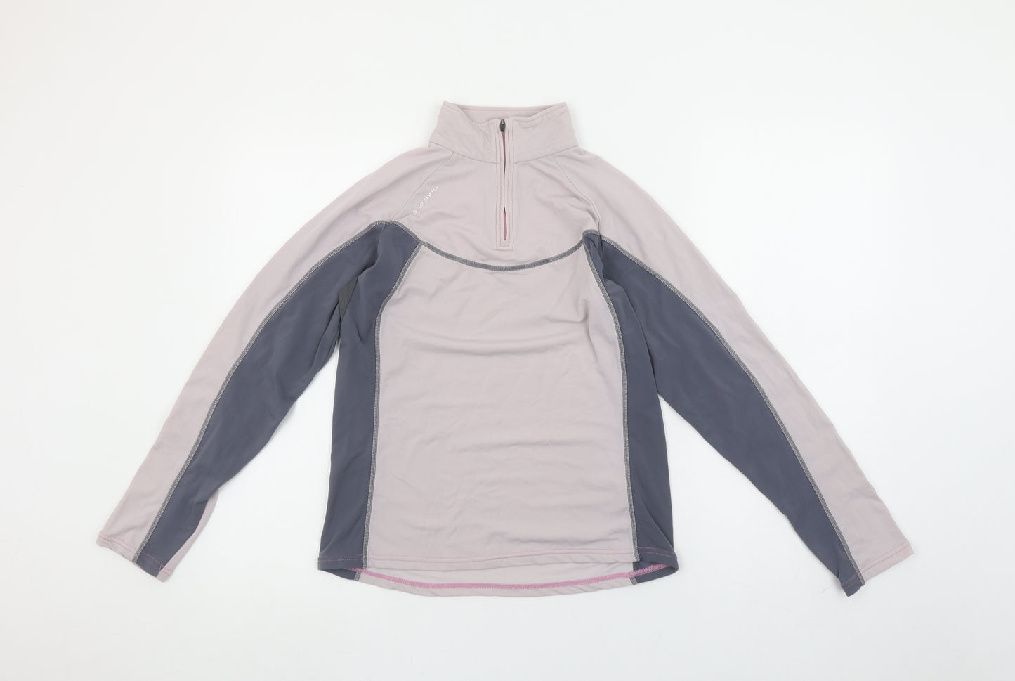 Quechua Women Beige 1/4 Zip Long Sleeve Hiking Top Size 8