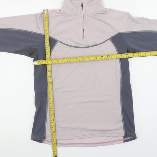 Quechua Women Beige 1/4 Zip Long Sleeve Hiking Top Size 8
