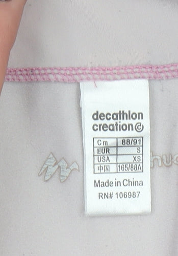 Quechua Women Beige 1/4 Zip Long Sleeve Hiking Top Size 8