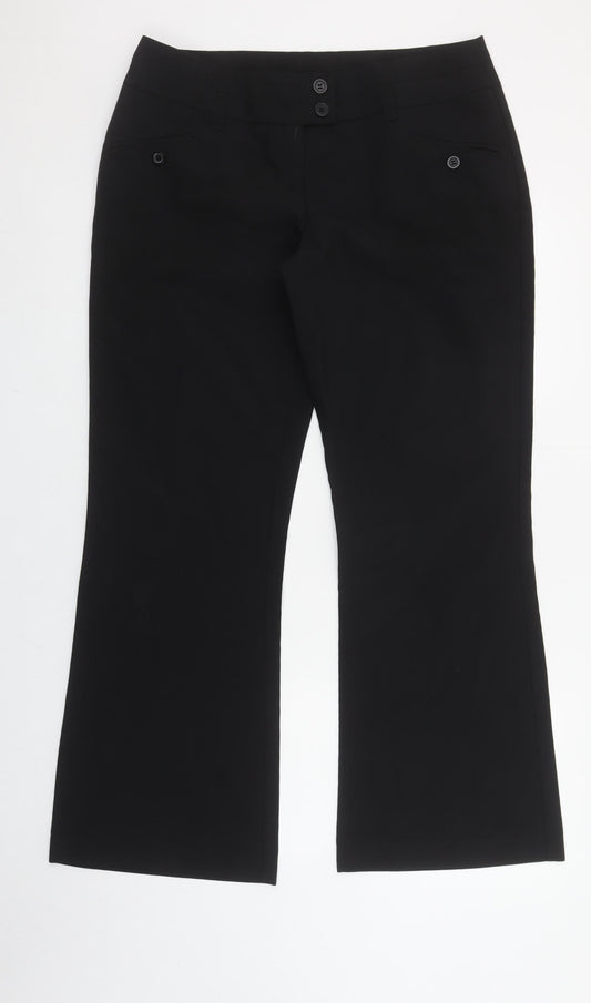New Look Women Black Size 14 Flared Dress Pants Trousers