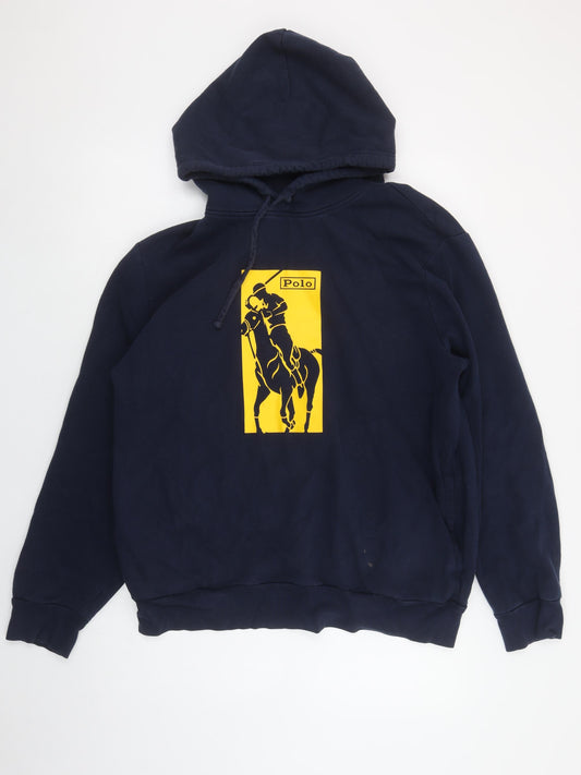 Polo Ralph Lauren Men's Blue Pullover Hoodie L Graphic Sports Style