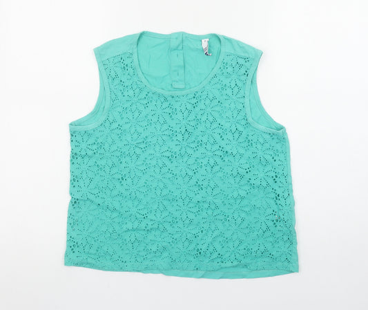 By Henry Holland Women's Green Lace Cotton Blouse Size 12