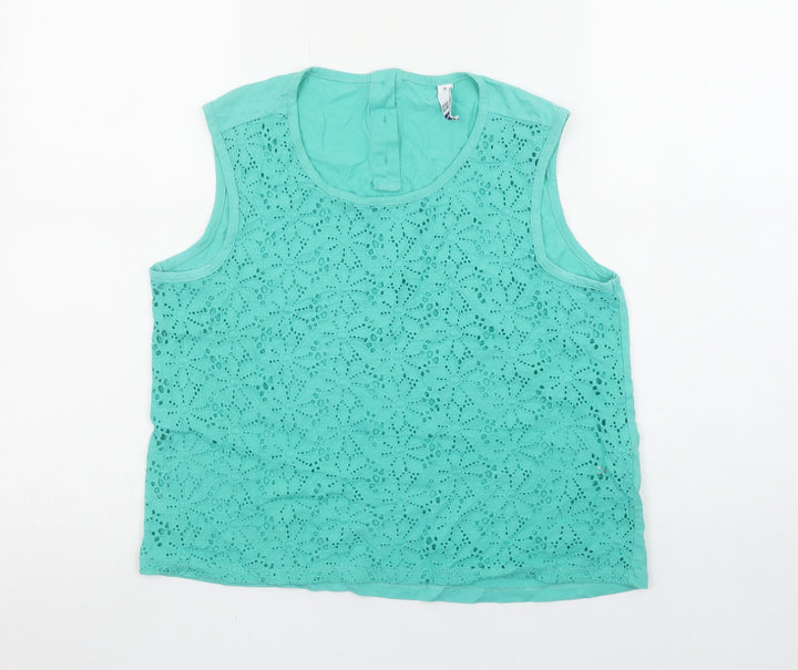 By Henry Holland Women's Green Lace Cotton Blouse Size 12