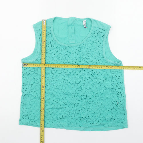 By Henry Holland Women's Green Lace Cotton Blouse Size 12