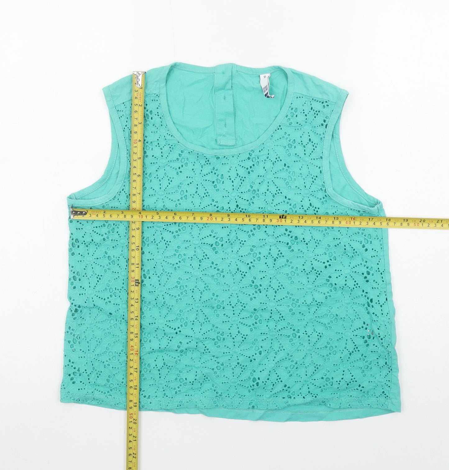 By Henry Holland Women's Green Lace Cotton Blouse Size 12