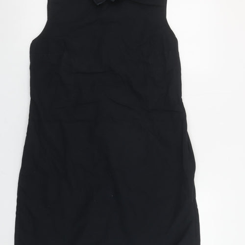 GAP Women Black Cotton Linen Collared Sleeveless Shift Dress Size 12