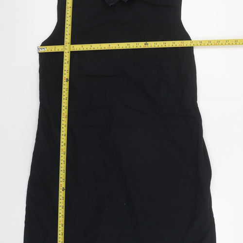 GAP Women Black Cotton Linen Collared Sleeveless Shift Dress Size 12
