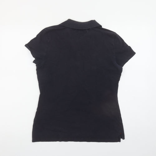 Tommy Hilfiger Women's Black Cotton Slim Fit Polo Shirt M
