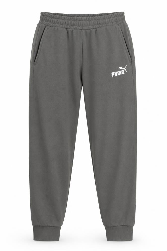 Front view of Puma Men's Grey Jogger Sweatpants S Regular Fit Elastic Waist