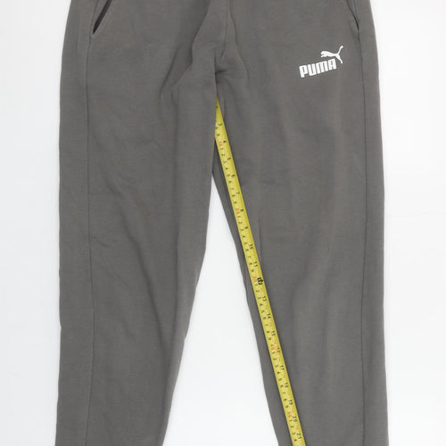 Puma Men's Grey Jogger Sweatpants S Regular Fit Elastic Waist