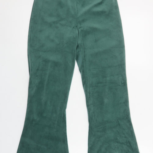 Hollister Womens Green XS Ultra High Rise Flared Velour Trousers