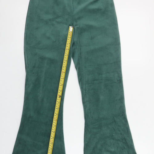 Hollister Womens Green XS Ultra High Rise Flared Velour Trousers