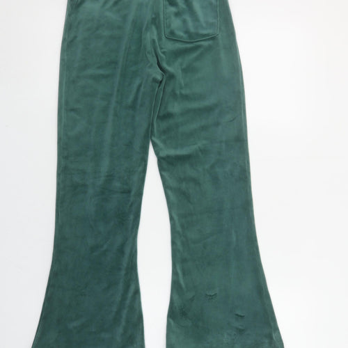 Hollister Womens Green XS Ultra High Rise Flared Velour Trousers