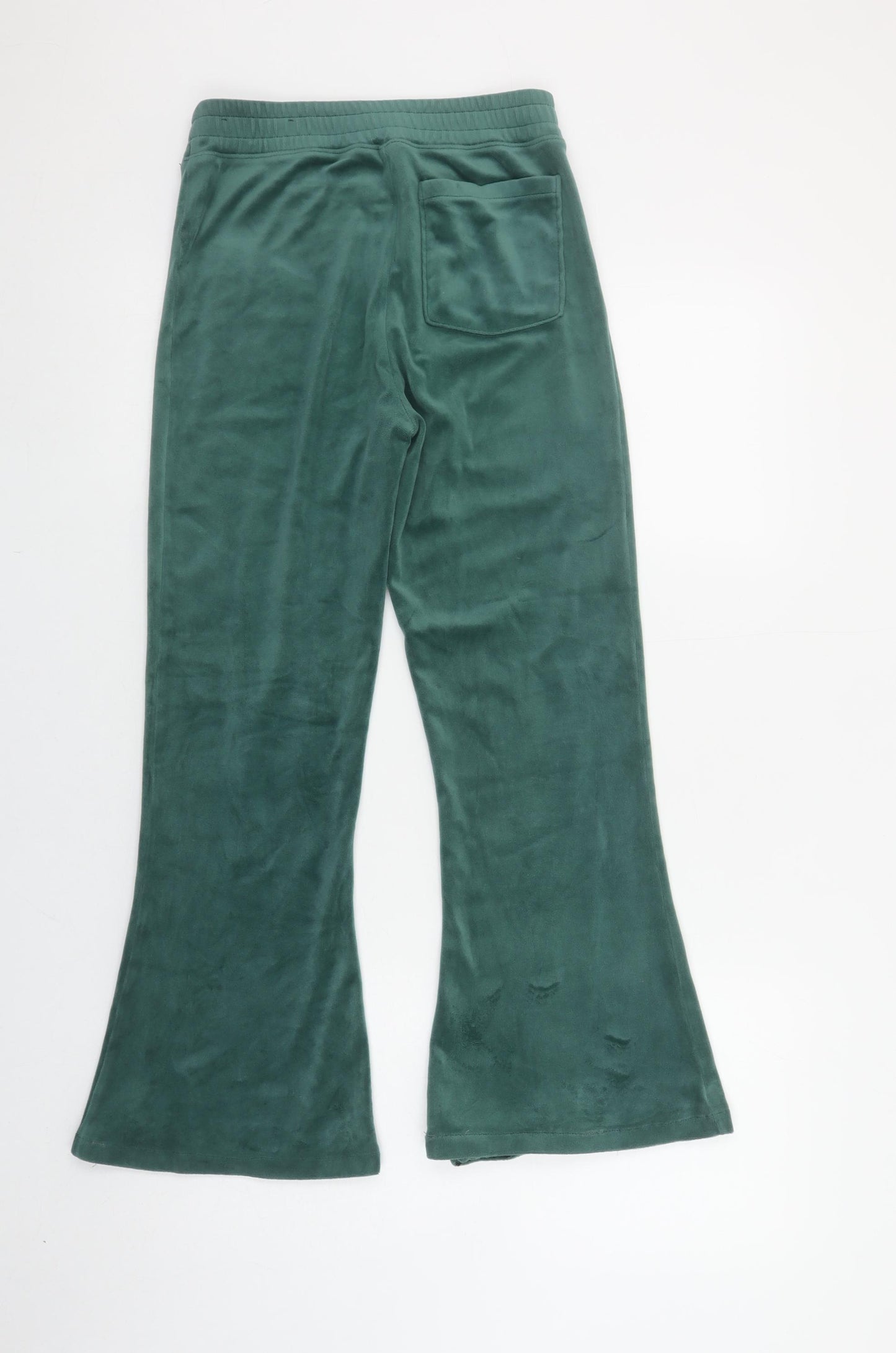 Hollister Womens Green XS Ultra High Rise Flared Velour Trousers