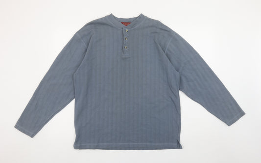 Burton Menswear Blue Long Sleeve Henley Cotton T-Shirt Size S
