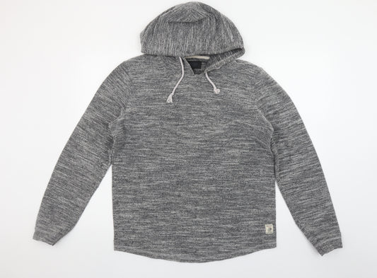 IndicodE Men's Grey Knit Pullover Hoodie Size L Casual Sweatshirt