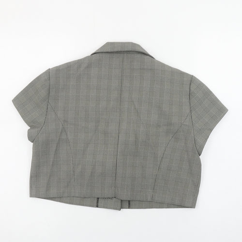 Karin Stevens Women's Grey Check Cropped Short Sleeve Suit Jacket Size 10