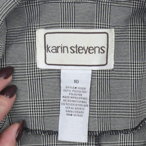 Karin Stevens Women's Grey Check Cropped Short Sleeve Suit Jacket Size 10