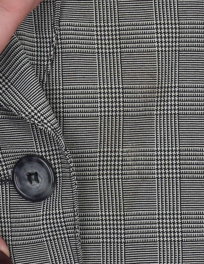 Karin Stevens Women's Grey Check Cropped Short Sleeve Suit Jacket Size 10