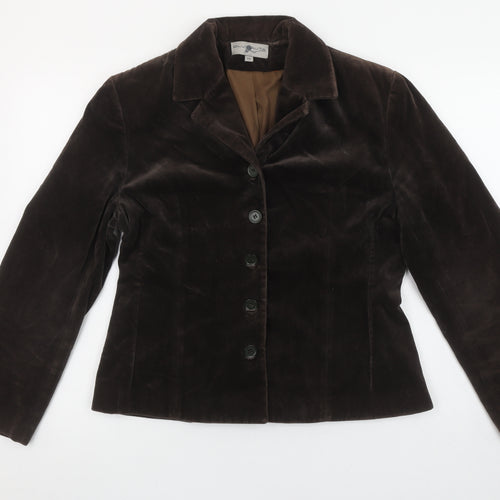 Blunauta Women Brown Velvet Single-Breasted Blazer UK 20 Classic Fit