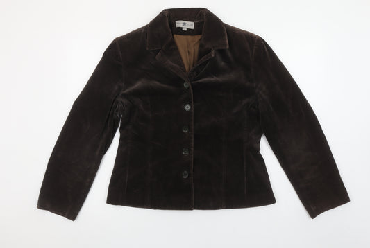 Blunauta Women Brown Velvet Single-Breasted Blazer UK 20 Classic Fit