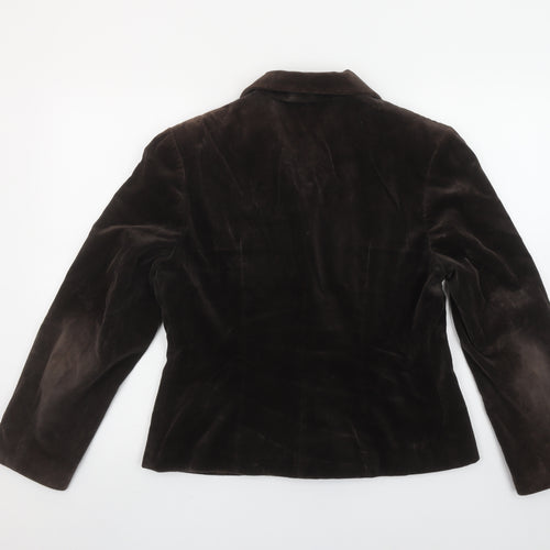 Blunauta Women Brown Velvet Single-Breasted Blazer UK 20 Classic Fit