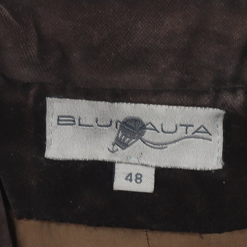 Blunauta Women Brown Velvet Single-Breasted Blazer UK 20 Classic Fit