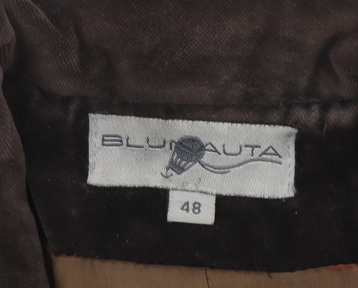 Blunauta Women Brown Velvet Single-Breasted Blazer UK 20 Classic Fit