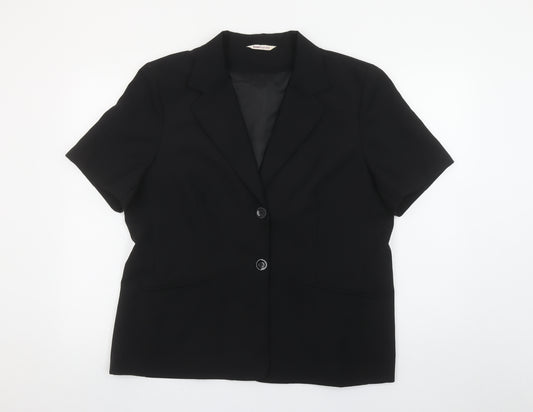 Bonmarché Womens Black Size 18 Short Sleeve Two-Button Blazer