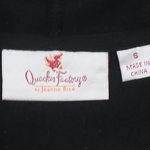 Quacker Factory Women's Black Rhinestone Hooded Fleece Jacket Size S
