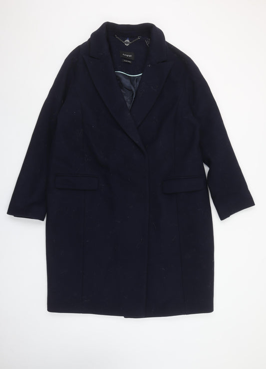 Marks and Spencer Autograph Women's Blue Wool Overcoat Size 14