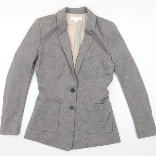H&M Women's Grey Regular Fit Two-Button Blazer Jacket Size 8