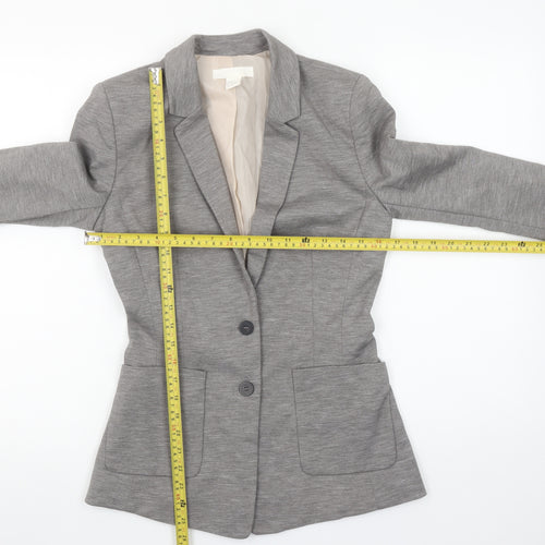 H&M Women's Grey Regular Fit Two-Button Blazer Jacket Size 8