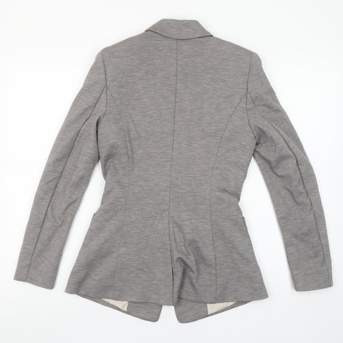 H&M Women's Grey Regular Fit Two-Button Blazer Jacket Size 8