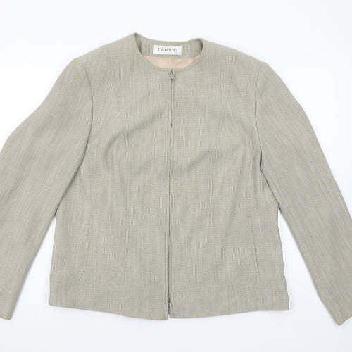Bianca Women Beige Regular Fit Zip Suit Jacket Size 14
