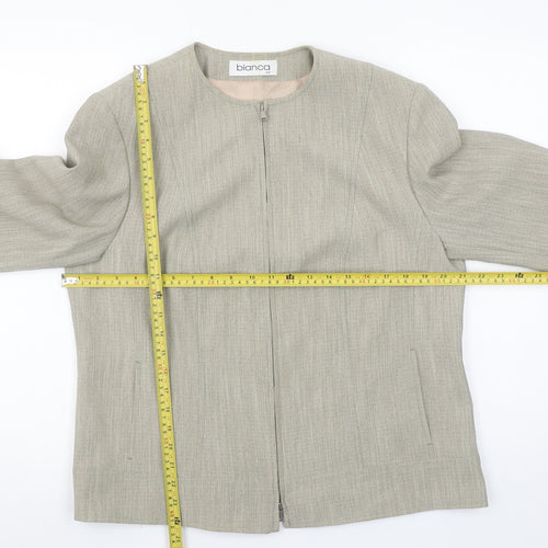 Bianca Women Beige Regular Fit Zip Suit Jacket Size 14