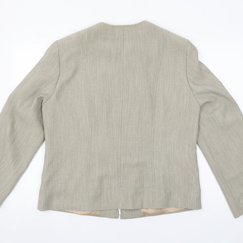 Bianca Women Beige Regular Fit Zip Suit Jacket Size 14