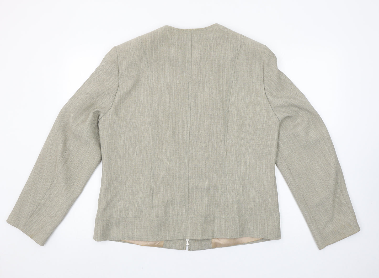 Bianca Women Beige Regular Fit Zip Suit Jacket Size 14